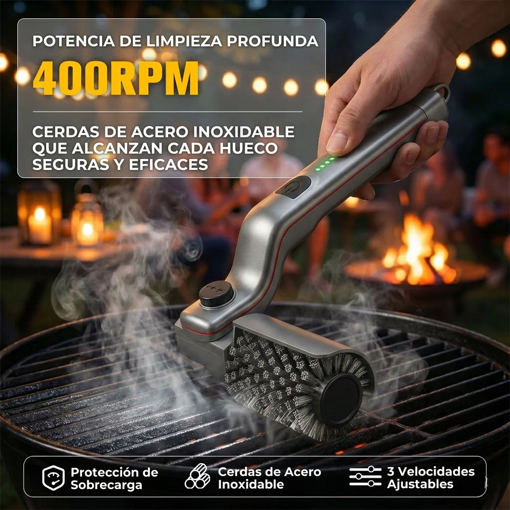 Cepillo eléctrico para la parrilla 360º
