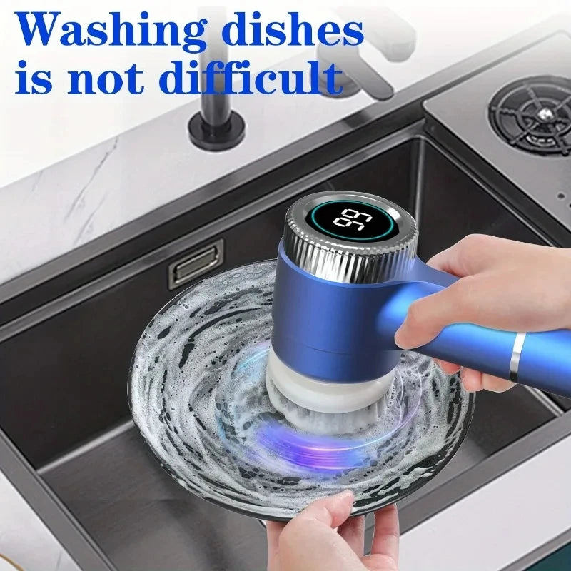 Electric Spin Scrubber With 5 Replaceable Brush Heads, Three-speed Adjustable Handheld Rechargeable Shower Scrubber