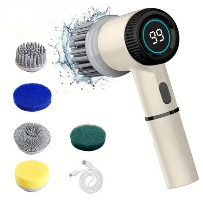 Electric Spin Scrubber With 5 Replaceable Brush Heads, Three-speed Adjustable Handheld Rechargeable Shower Scrubber