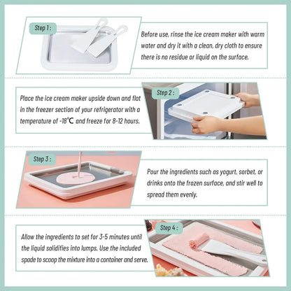 Multifunctional Rolled Ice Cream Maker - Cold Sweet Fried Ice Pan - DIY Household Frozen Yogurt Maker - for Homemade Stir-Fried