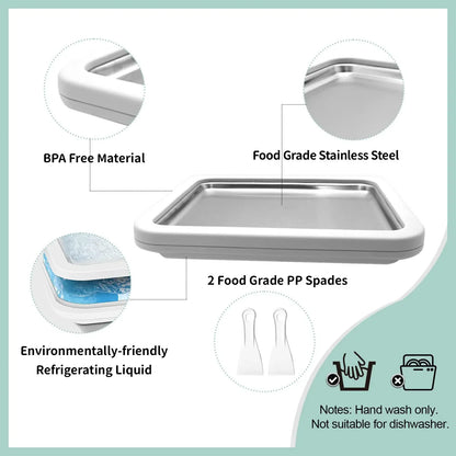 Multifunctional Rolled Ice Cream Maker - Cold Sweet Fried Ice Pan - DIY Household Frozen Yogurt Maker - for Homemade Stir-Fried